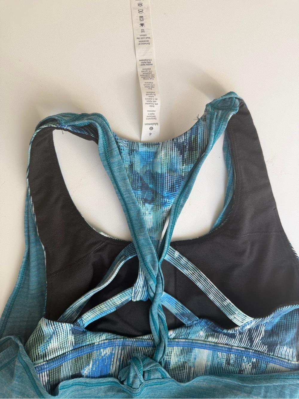 lululemon athletica Teal and Black Strappy Racerback Sports Bra